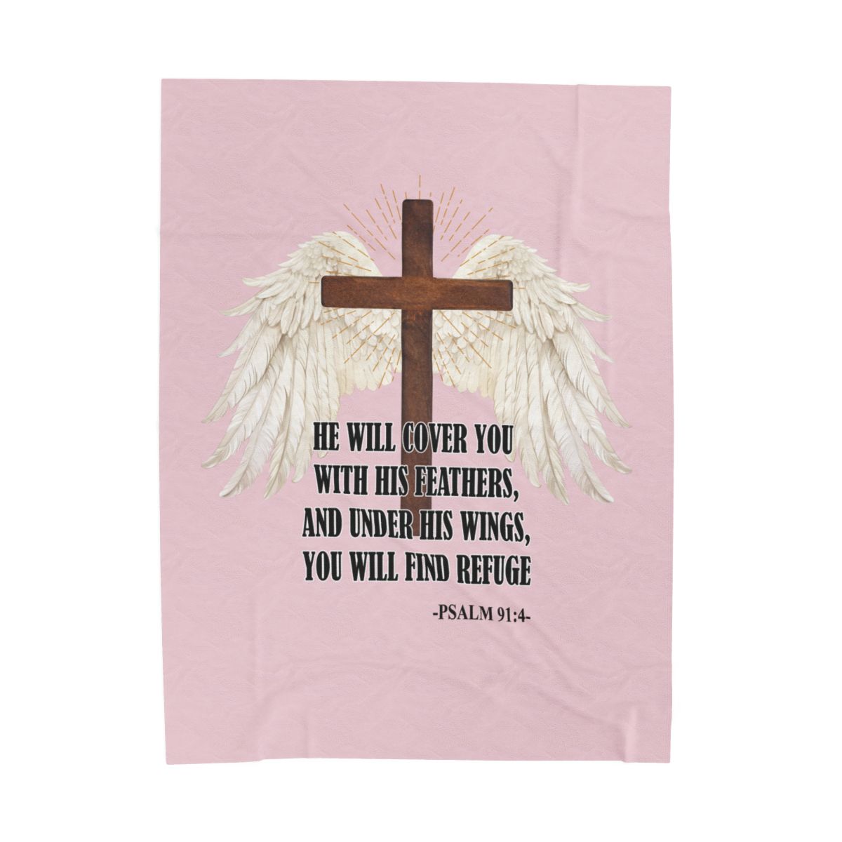 He Will Cover You Psalm 91:4 Velveteen Blanket - c131a25