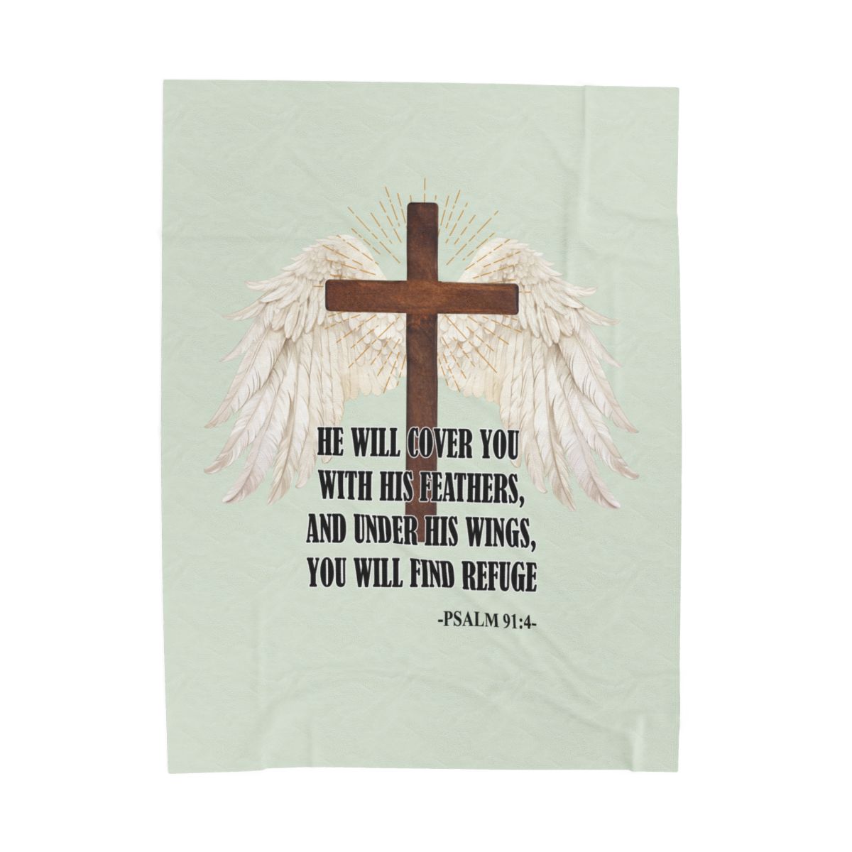 He Will Cover You Psalm 91:4 Velveteen Blanket - c131a25