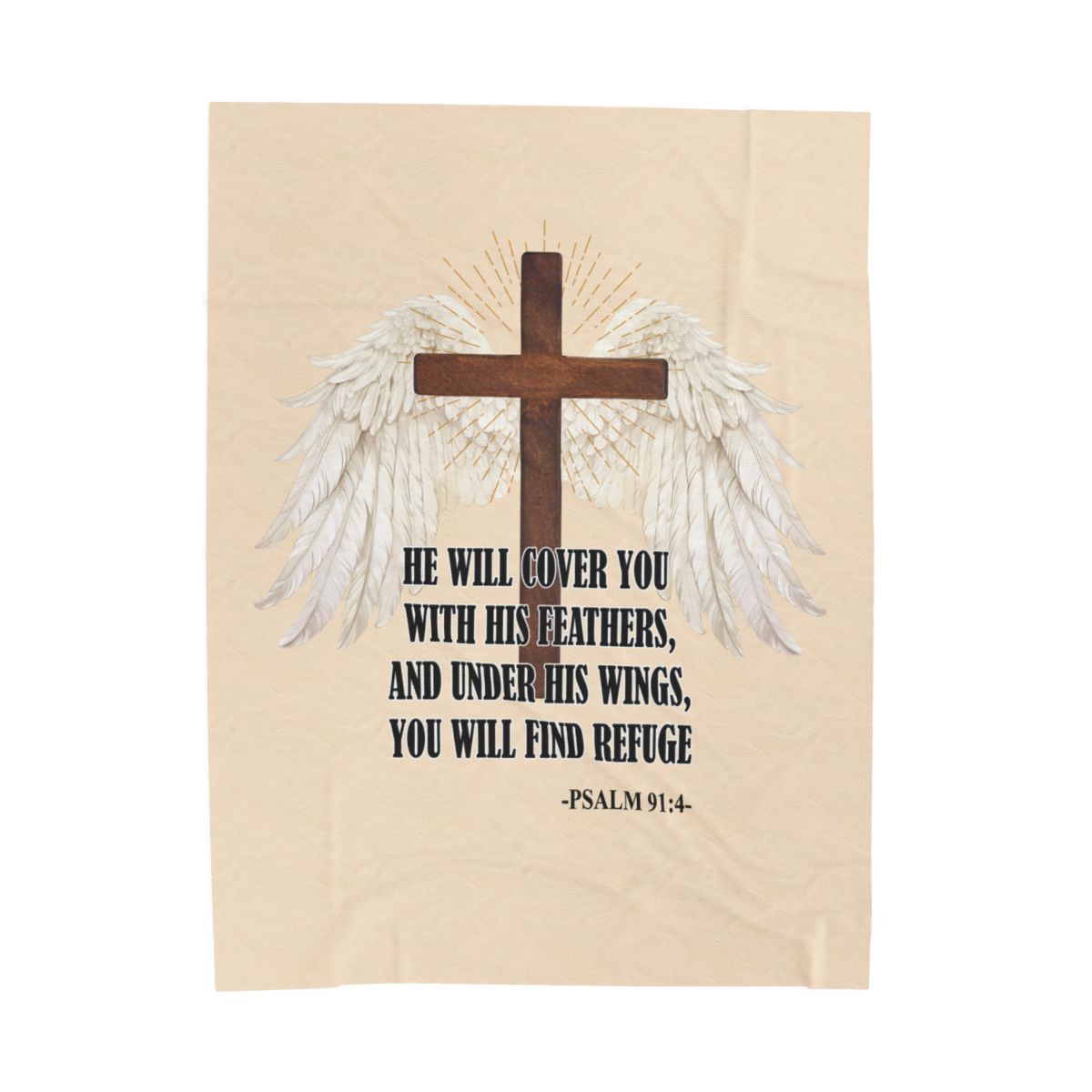He Will Cover You Psalm 91:4 Velveteen Blanket - c131a25