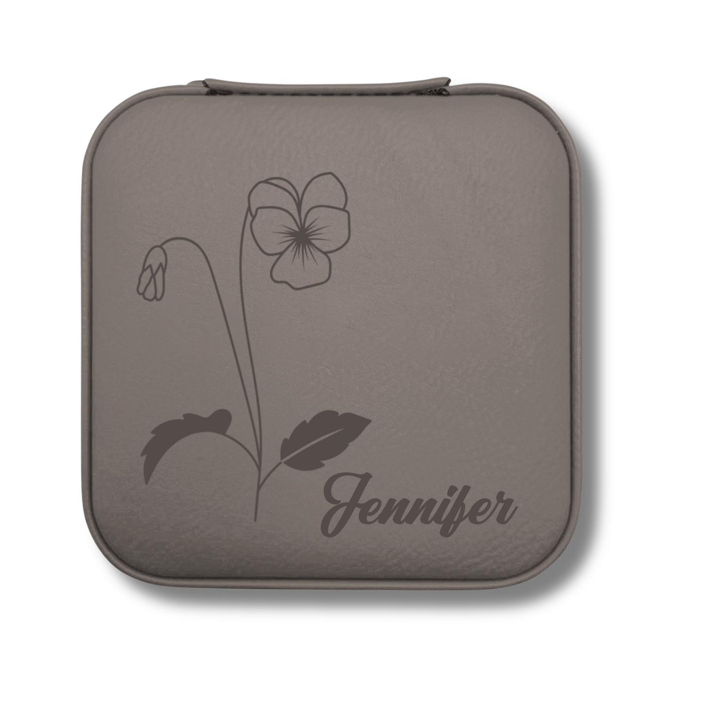 Custom Floral Jewelry Case with Birth Flower And Name - c402a25