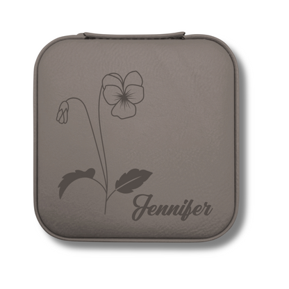 Custom Floral Jewelry Case with Birth Flower And Name - c402a25