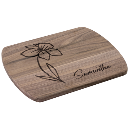 Engraved Cutting Board with Custom Name & Birth Flower - c399a25