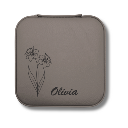 Custom Birth Flower Jewelry Case with Name - c405a25