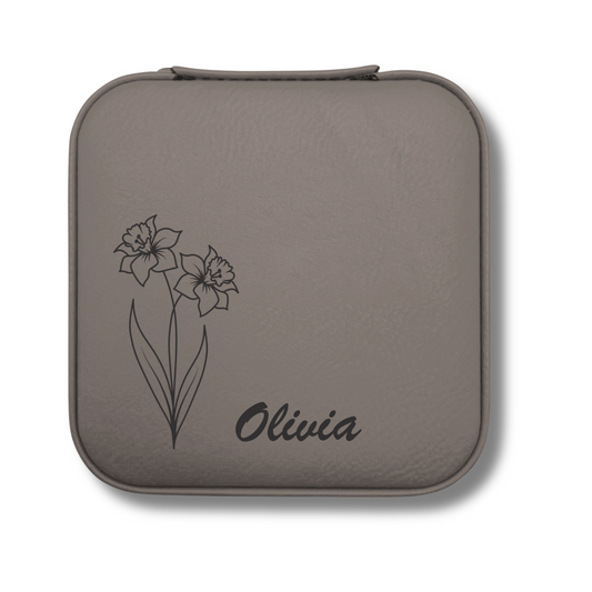 Custom Birth Flower Jewelry Case with Name - c405a25