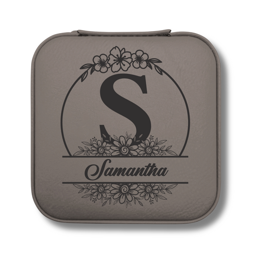 Monogrammed Floral Jewelry Travel Case - c403a25