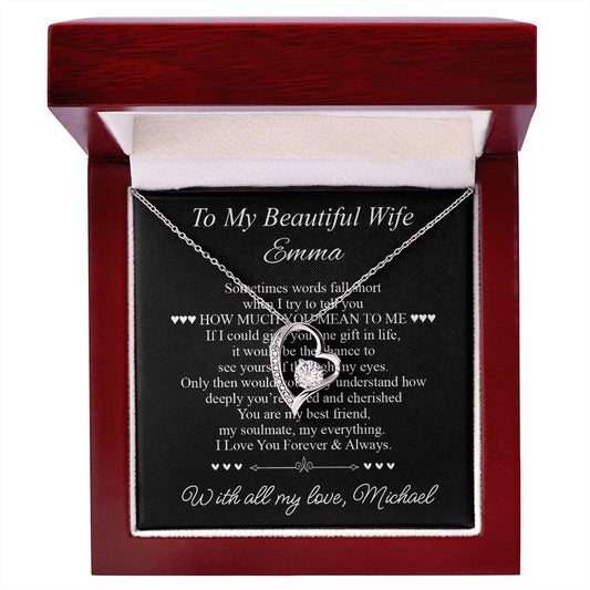To My Beautiful Wife - Heart Necklace Gift for Her - c505a25