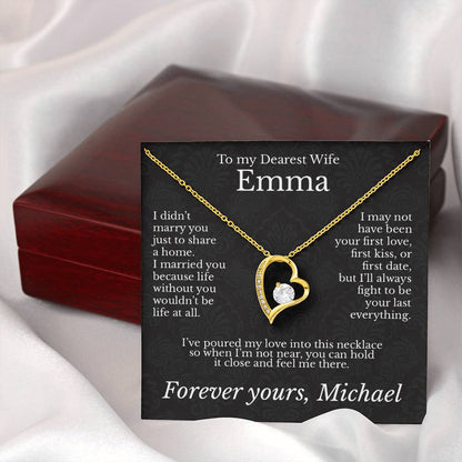 To My Dearest Wife - Necklace with Lasting Love Message - c485a25