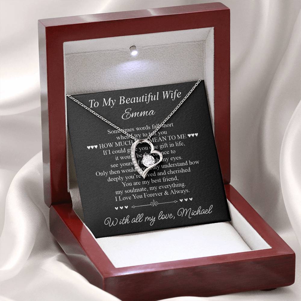 To My Beautiful Wife - Heart Necklace Gift for Her - c505a25