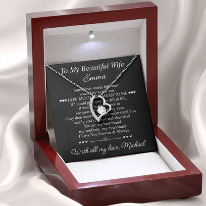 To My Beautiful Wife - Heart Necklace Gift for Her - c505a25