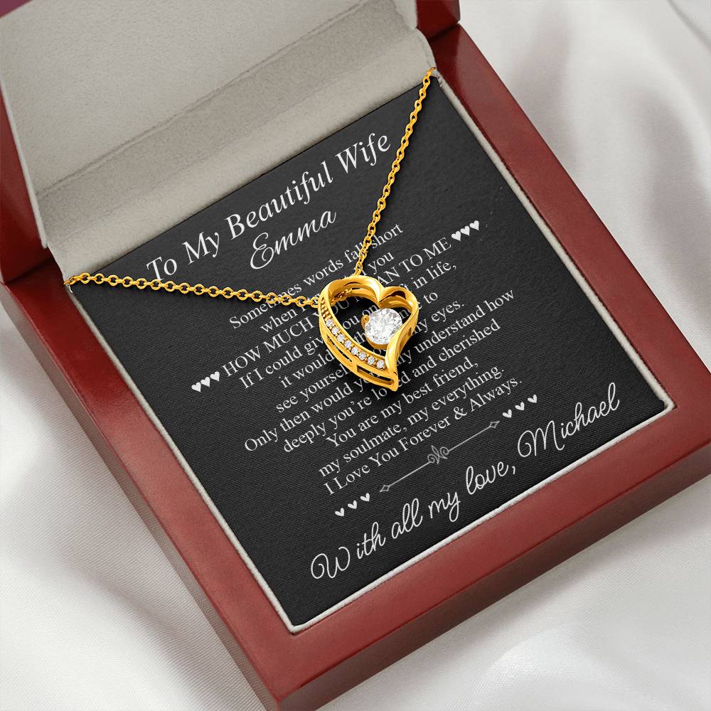To My Beautiful Wife - Heart Necklace Gift for Her - c505a25