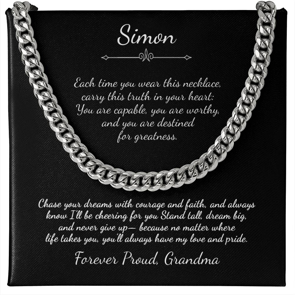 To My Grandson Custom Message Necklace from Grandma - c544a25