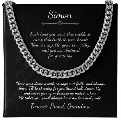To My Grandson Custom Message Necklace from Grandma - c544a25