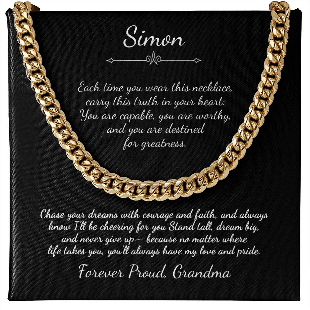 To My Grandson Custom Message Necklace from Grandma - c544a25