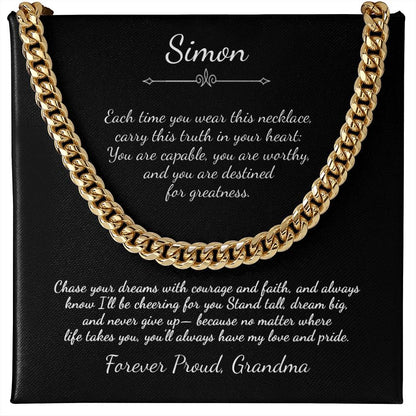 To My Grandson Custom Message Necklace from Grandma - c544a25