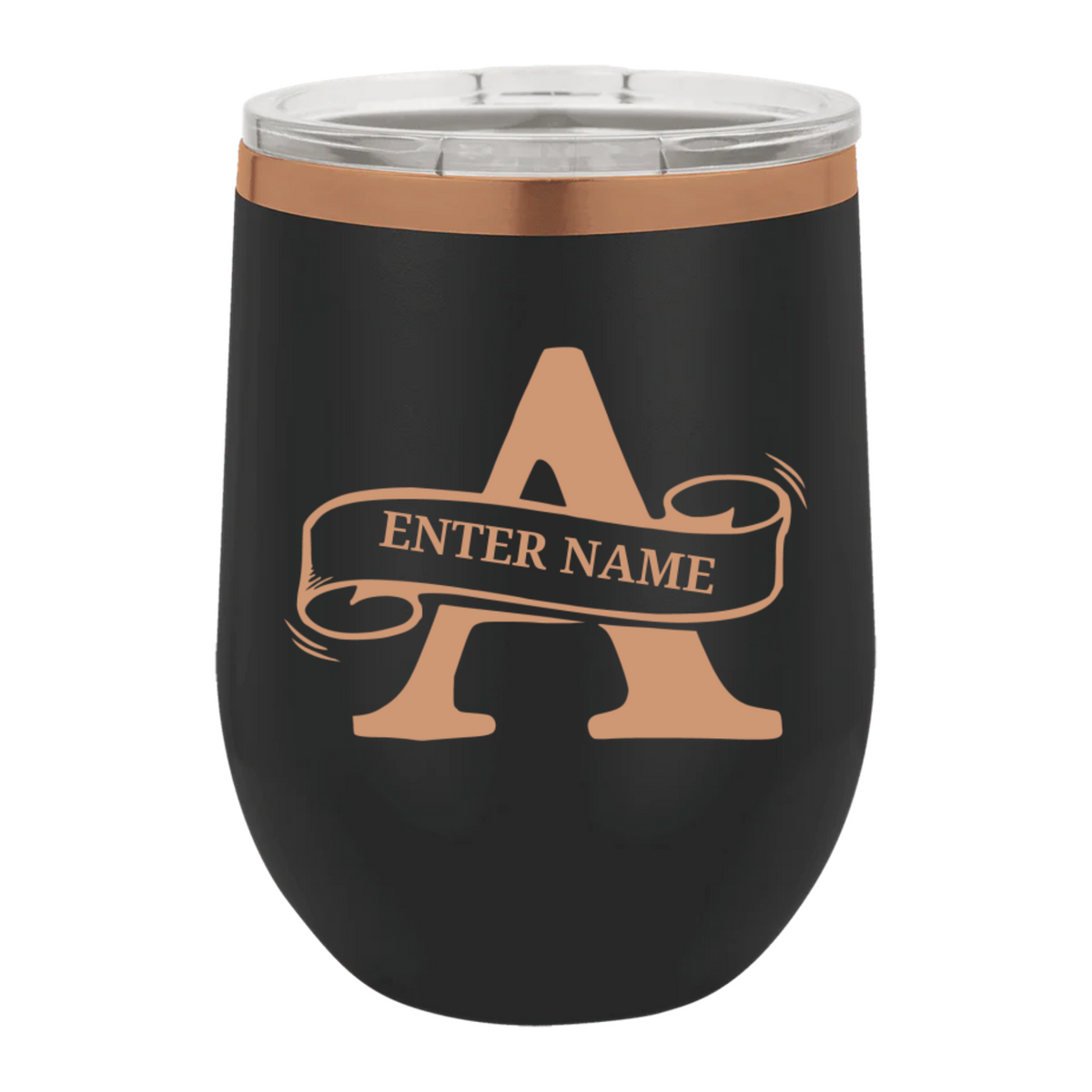 Custom Engraved Wine Tumbler - 12oz Polar Camel® with Rose Gold Monogram & Name - c260a25