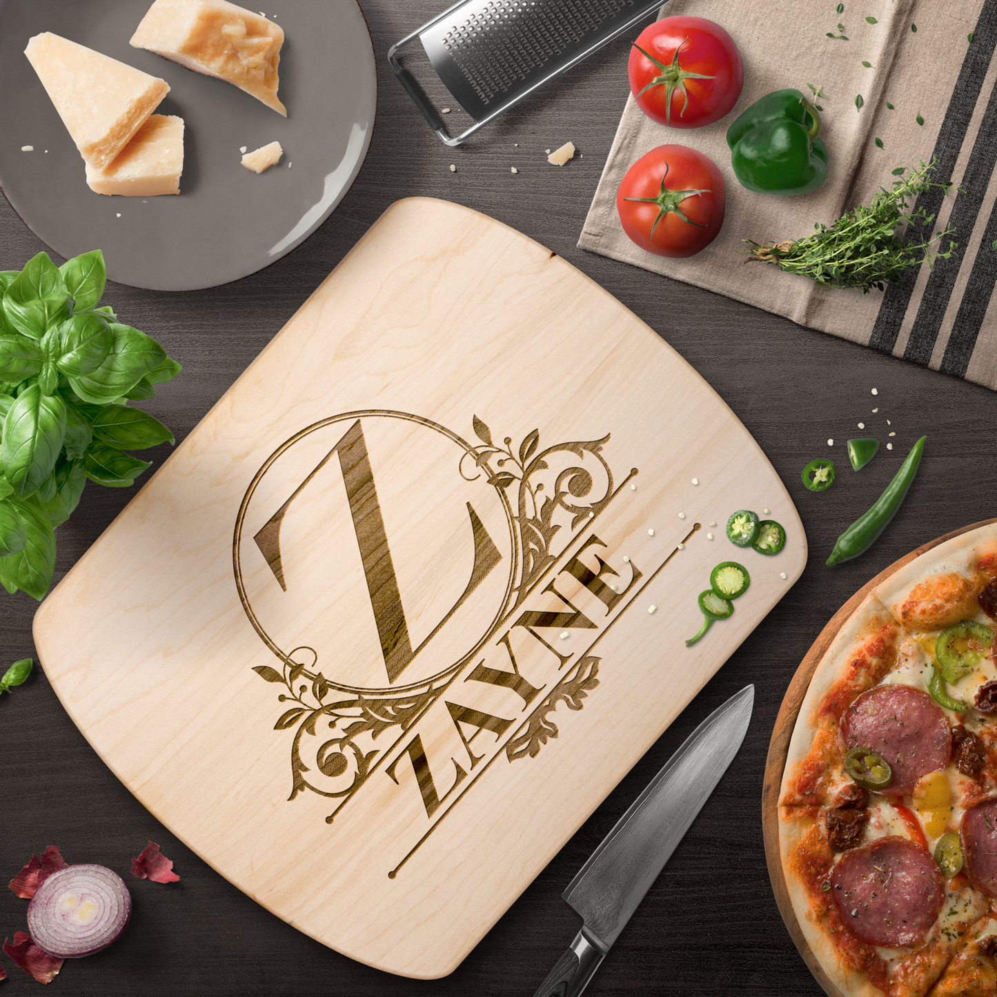 Engraved Initial & Name Cutting Board - c434a25