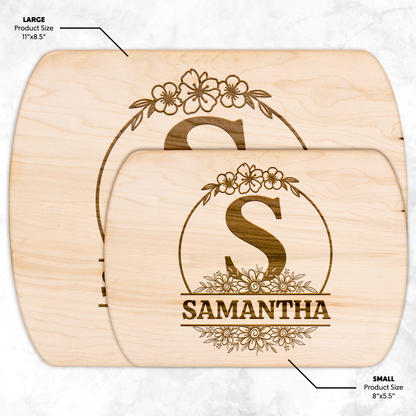 Personalized Floral Monogram Cutting Board with Name - c400a25