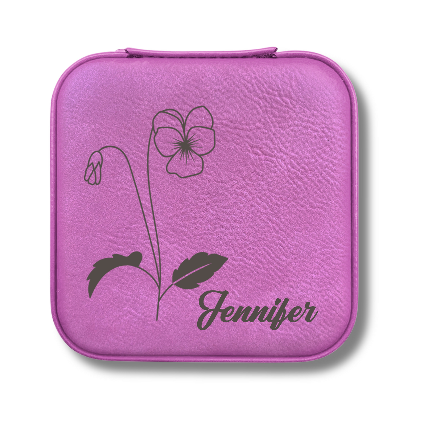 Custom Floral Jewelry Case with Birth Flower And Name - c402a25