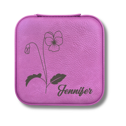 Custom Floral Jewelry Case with Birth Flower And Name - c402a25