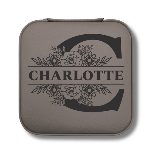 Floral Monogram Jewelry Case with Name Personalization - c409a25