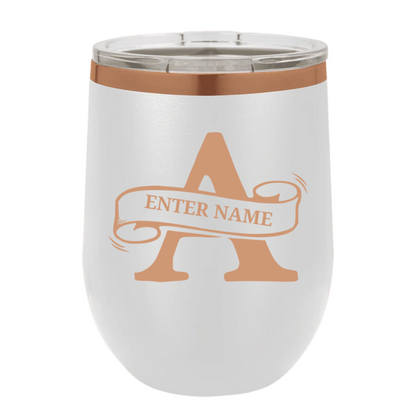 Custom Engraved Wine Tumbler - 12oz Polar Camel® with Rose Gold Monogram & Name - c260a25