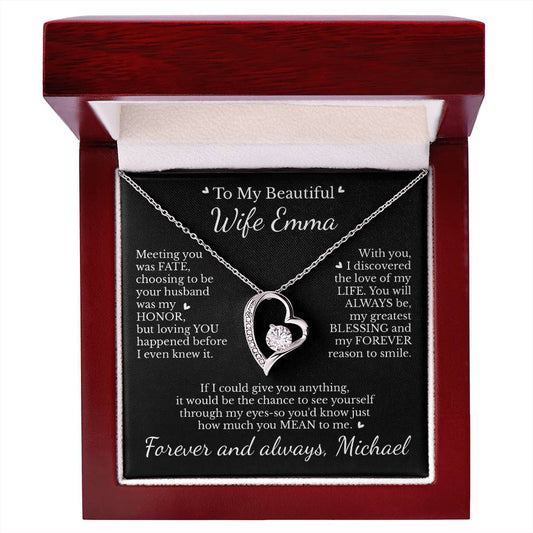 To My Beautiful Wife - Necklace with Blessing & Fate Message - c481a25