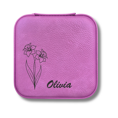 Custom Birth Flower Jewelry Case with Name - c405a25