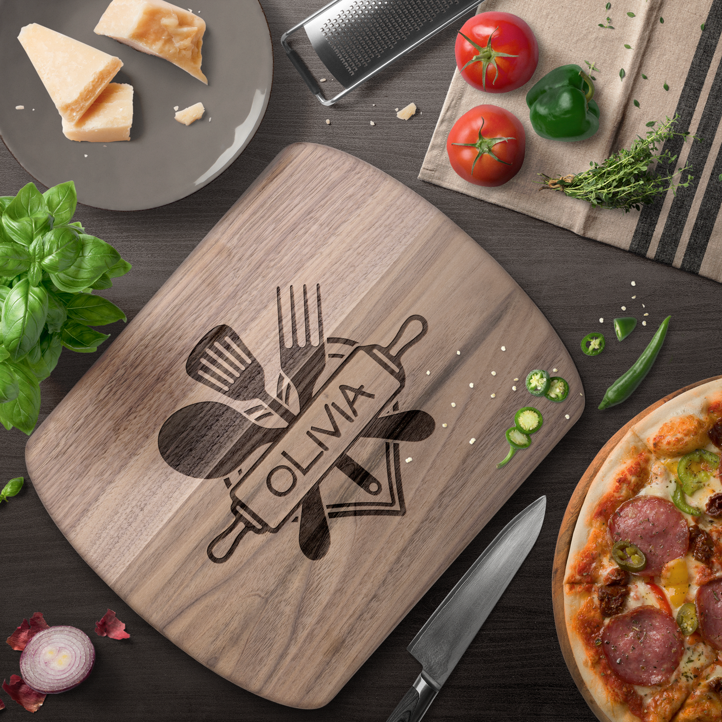 Custom Kitchen Utensil Engraved Cutting Board with Name - c416a25