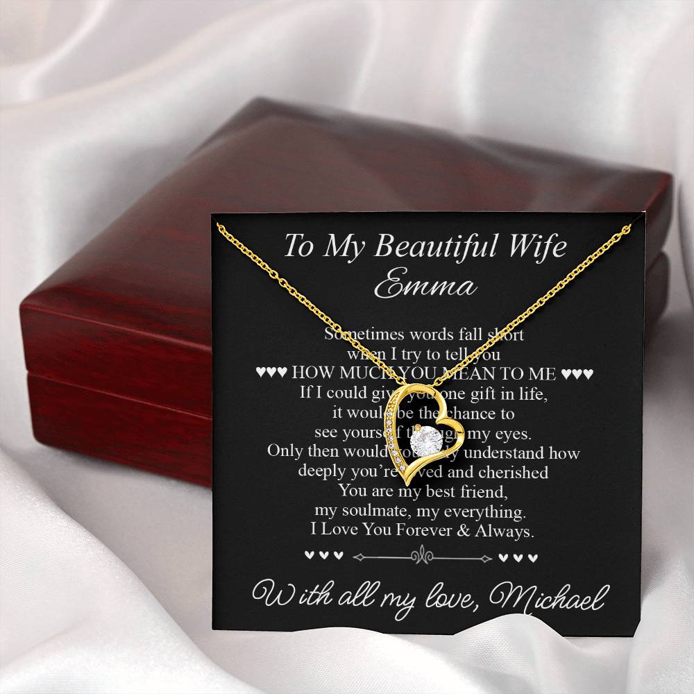 To My Beautiful Wife - Heart Necklace Gift for Her - c505a25