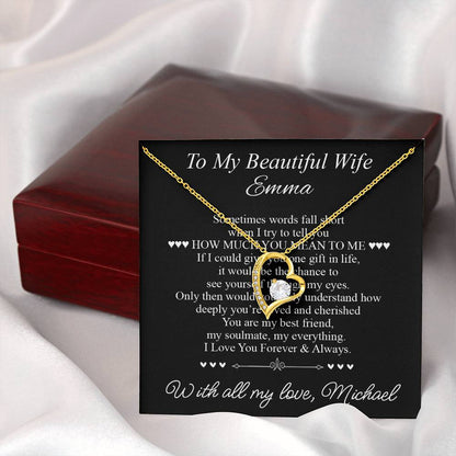 To My Beautiful Wife - Heart Necklace Gift for Her - c505a25