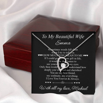 To My Beautiful Wife - Heart Necklace Gift for Her - c505a25