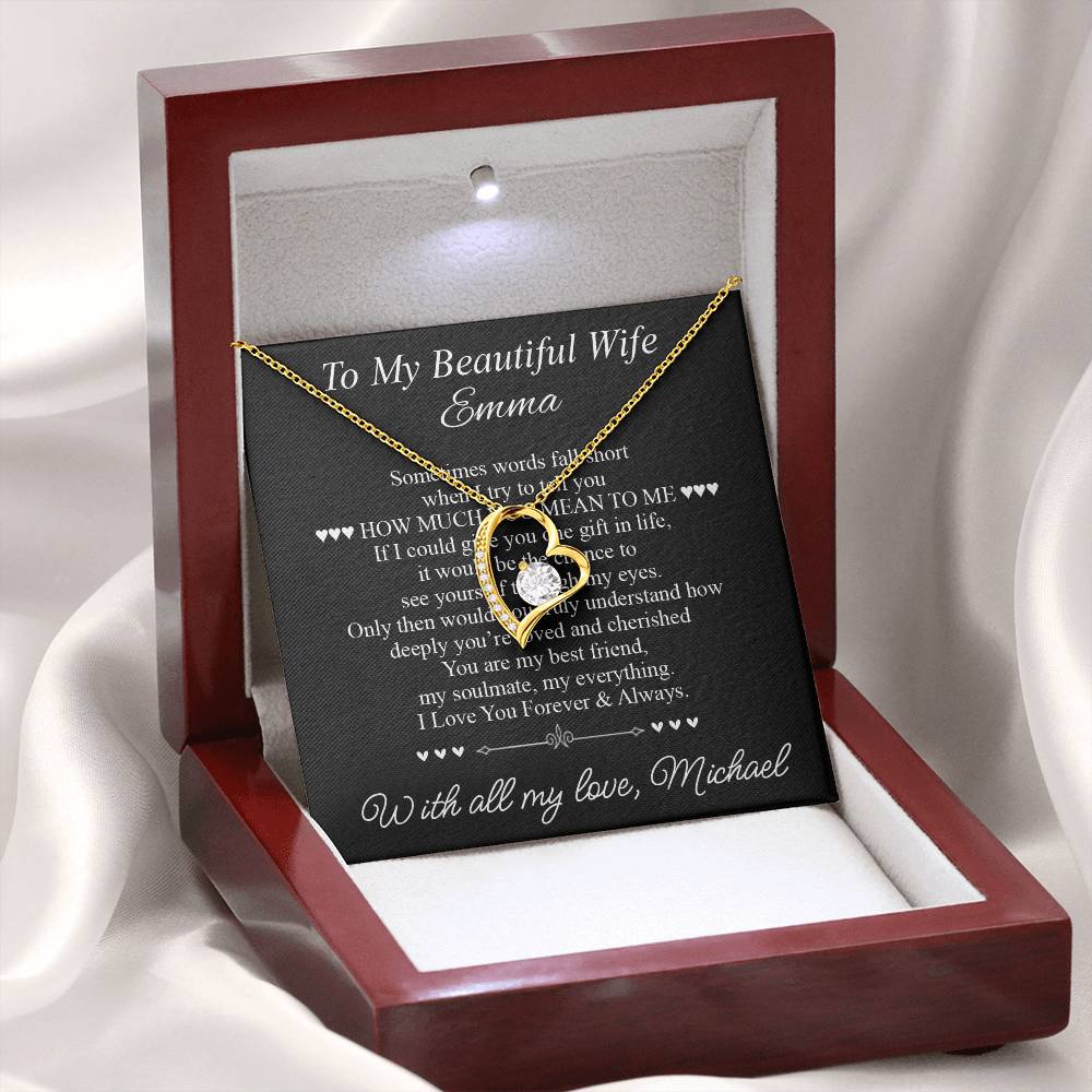 To My Beautiful Wife - Heart Necklace Gift for Her - c505a25