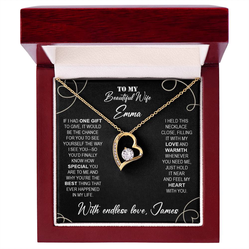 To My Beautiful Wife - Necklace with Warmth & Love Message - c491a25