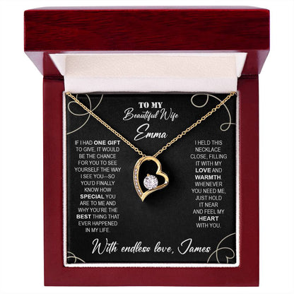 To My Beautiful Wife - Necklace with Warmth & Love Message - c491a25