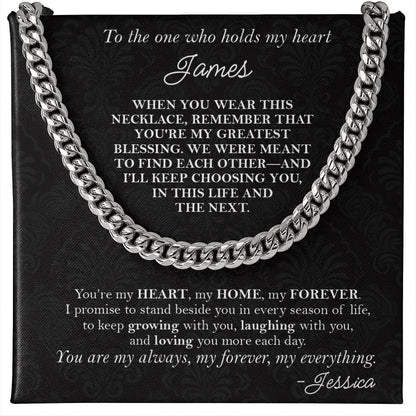 To the One Who Holds My Heart - Husband Gift Necklace - c526a25
