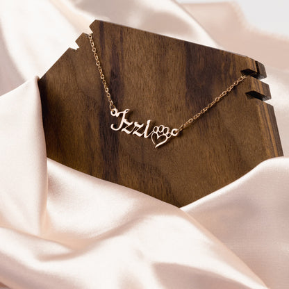 Custom Name Necklace with Paw Heart - c384a25