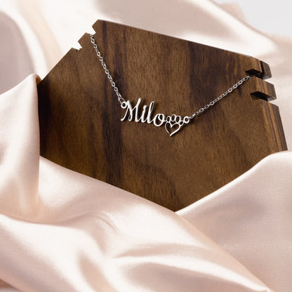 Custom Name Necklace with Paw Heart - c384a25