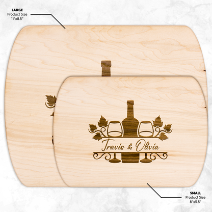 Custom Wine Bottle & Glasses Cutting Board with Names - c413a25