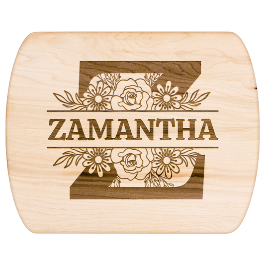 Bold Monogram Cutting Board with Custom Name & Florals - c401a25