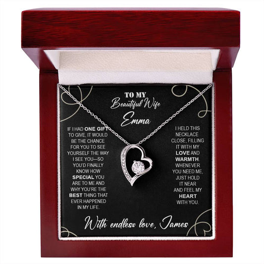 To My Beautiful Wife - Necklace with Warmth & Love Message - c491a25
