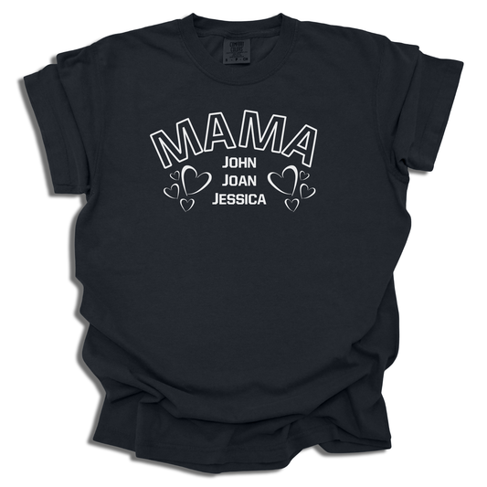 Custom Mama T-Shirt - Personalized with Family Names Heart Design - Mother's Day Gift - c175a25