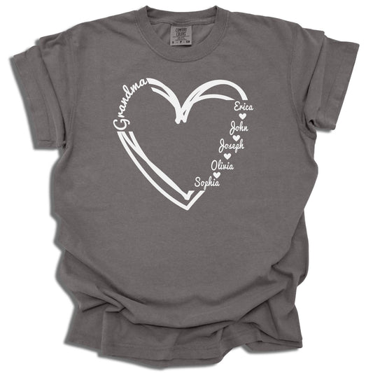 Custom Grandma Heart T-Shirt - Personalized with Grandkids Names - Comfort Colors® - c179a25