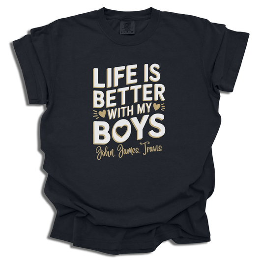 Custom Life Is Better With My Boys T-Shirt | Personalized Kids Names Tee | Mother’s Day Gift - c183a25