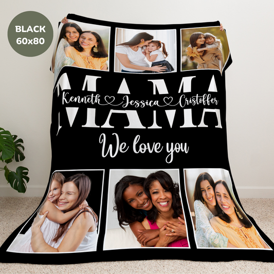 Custom Names and Photos Mama Blanket - Personalized Gift for Mother’s Day - Primary View