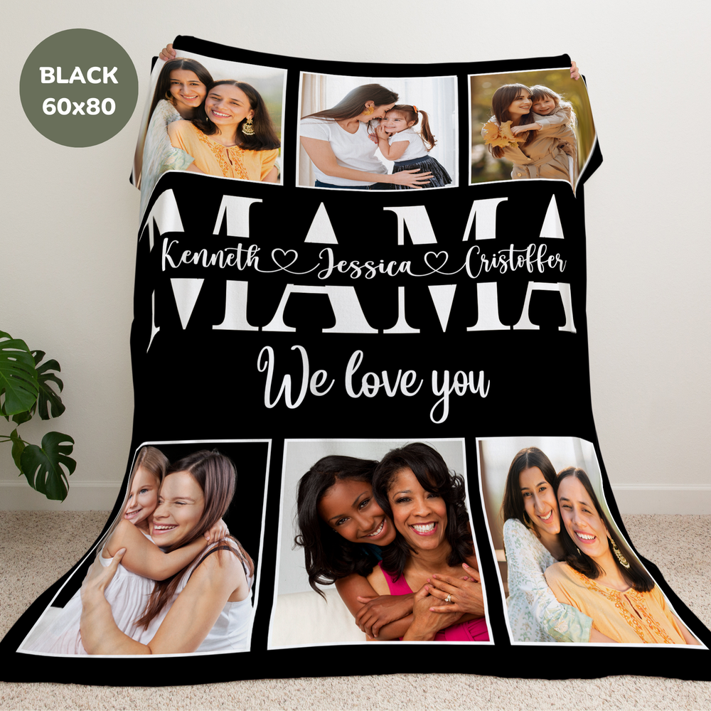 Custom Names and Photos Mama Blanket - Personalized Gift for Mother’s Day - Primary View