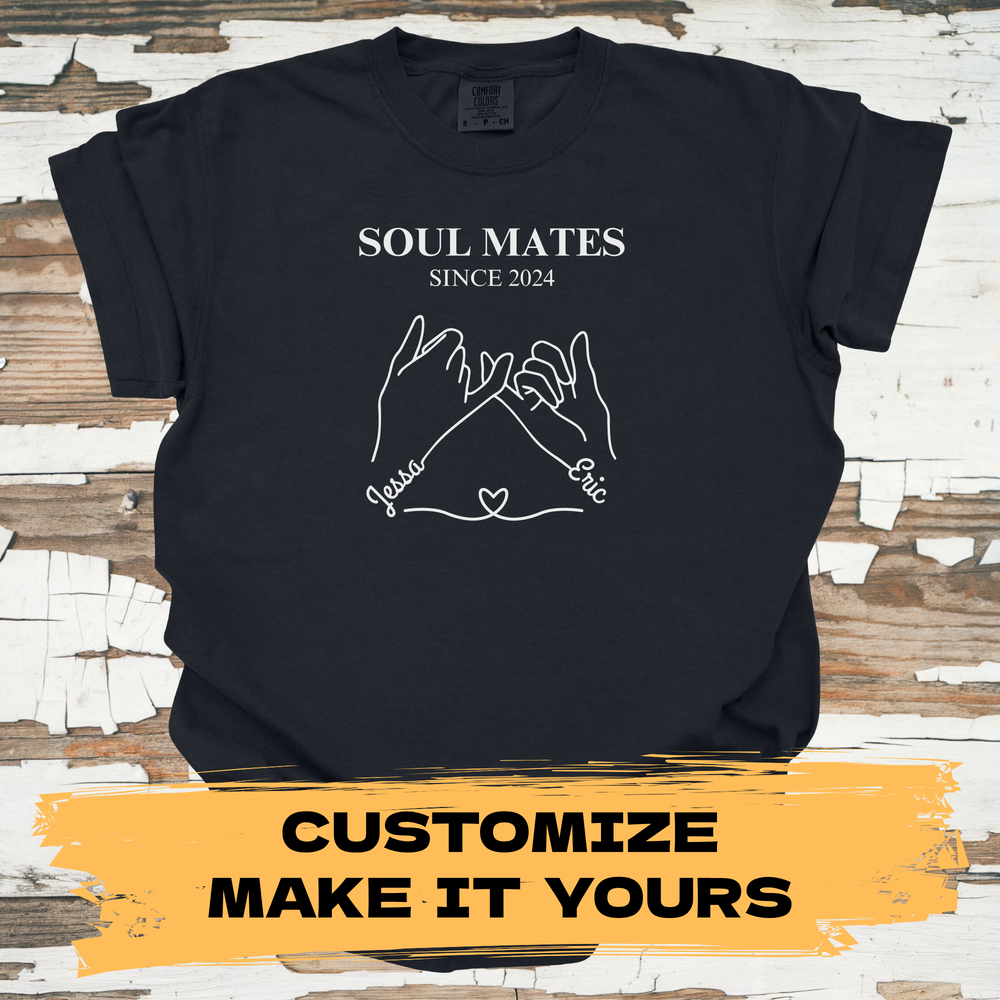 Soul Mates T-Shirt - Custom Names Title Date - Primary View