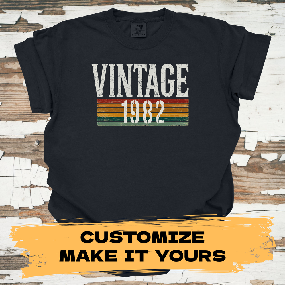 Customizable Birth Year T-Shirt - Vintage Retro Graphic Tee - Primary View