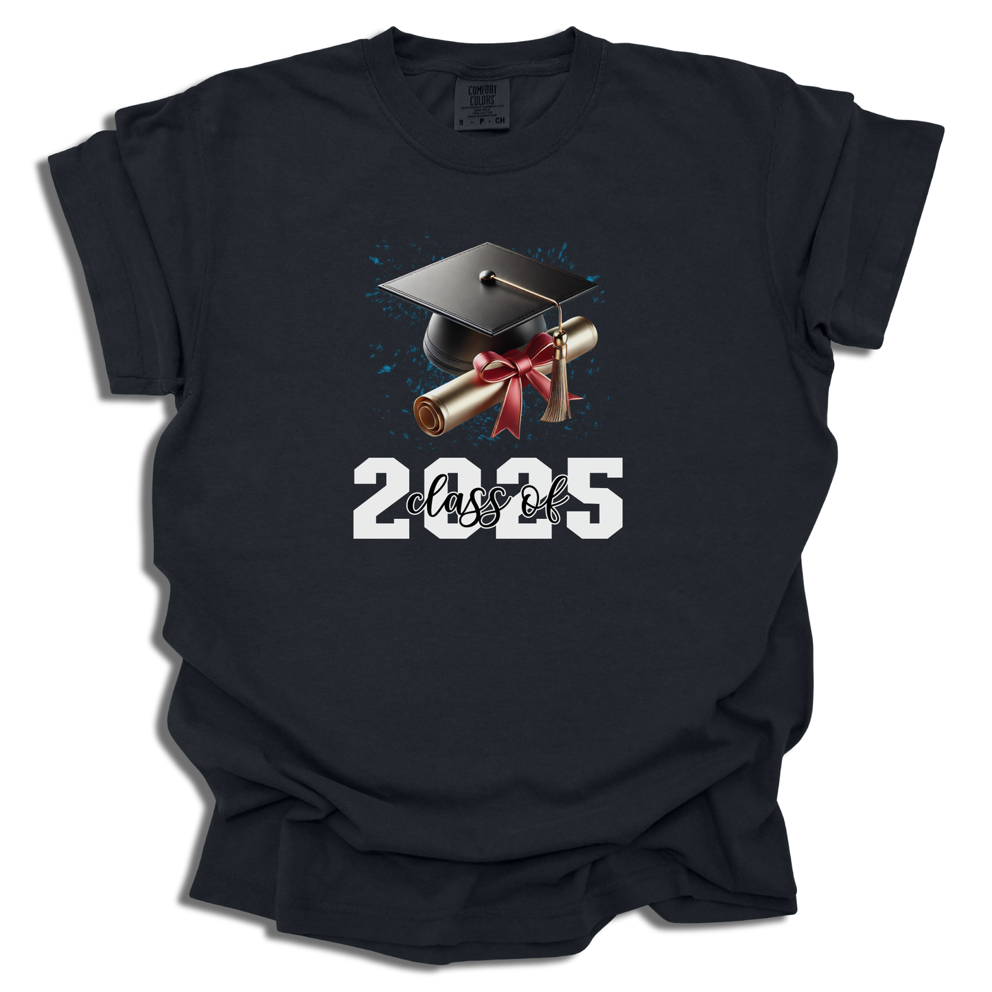 Customizable Year T-Shirt | 2025 Grad Cap Diploma Tee | Graduation Celebration Gift - c212a25