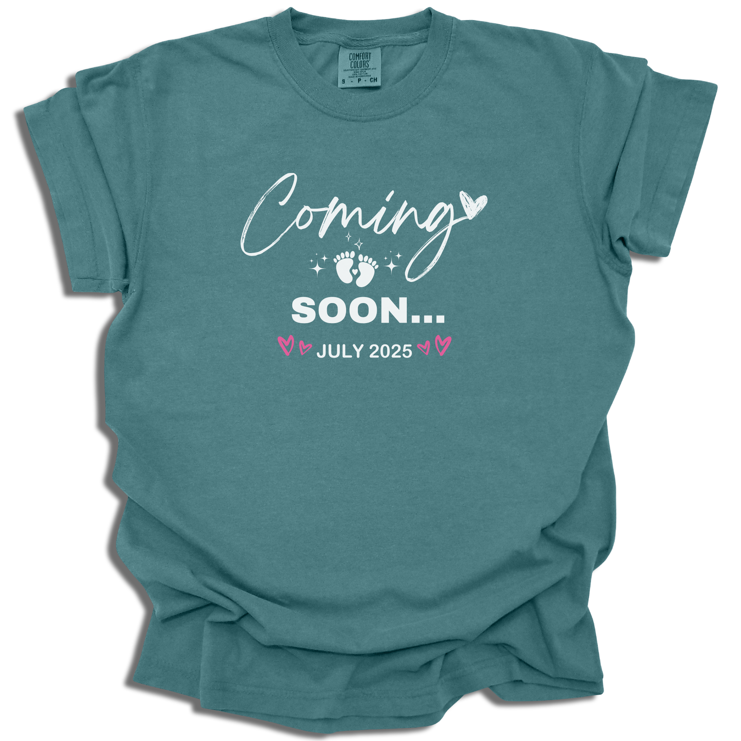 Coming Soon July 2025 T-Shirt | Custom Date Pregnancy Tee | Maternity Gift - c242a25