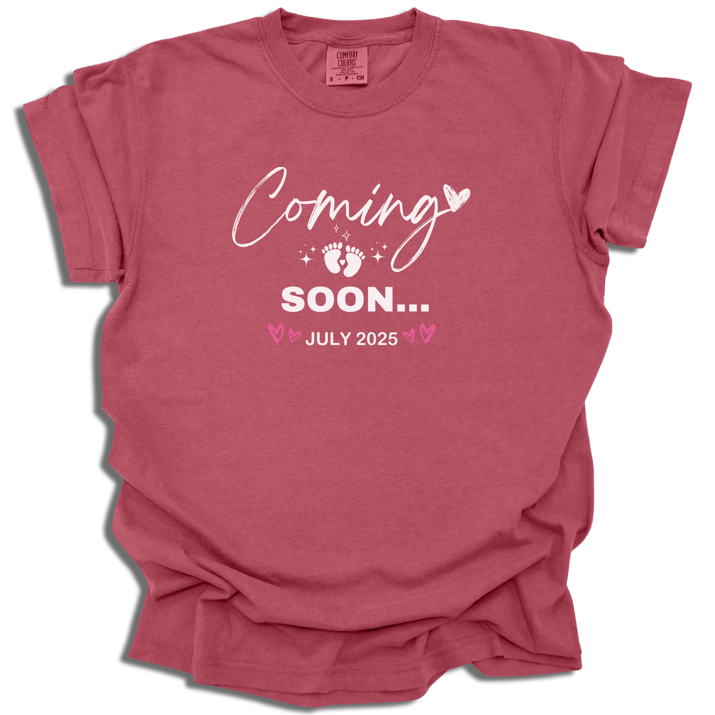 Coming Soon July 2025 T-Shirt | Custom Date Pregnancy Tee | Maternity Gift - c242a25